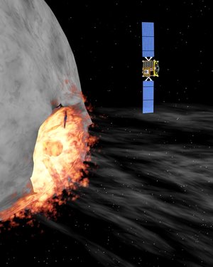 Hidalgo impacts with the asteroid