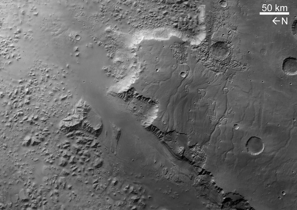 Black and white view of Eos Chasma
