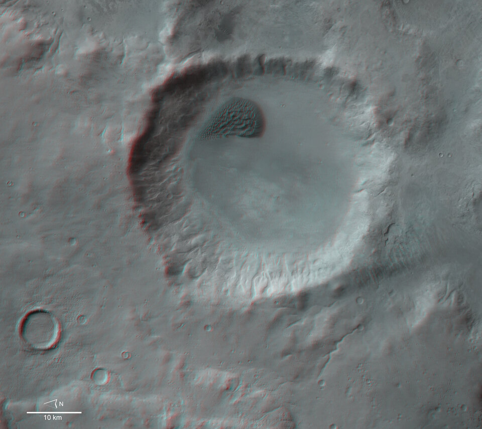 Een 3D-beeld van de kraterduinen