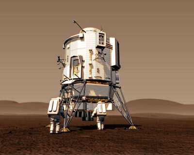 Illustration af, hvordan et landingsfartøj til Mars kan se ud