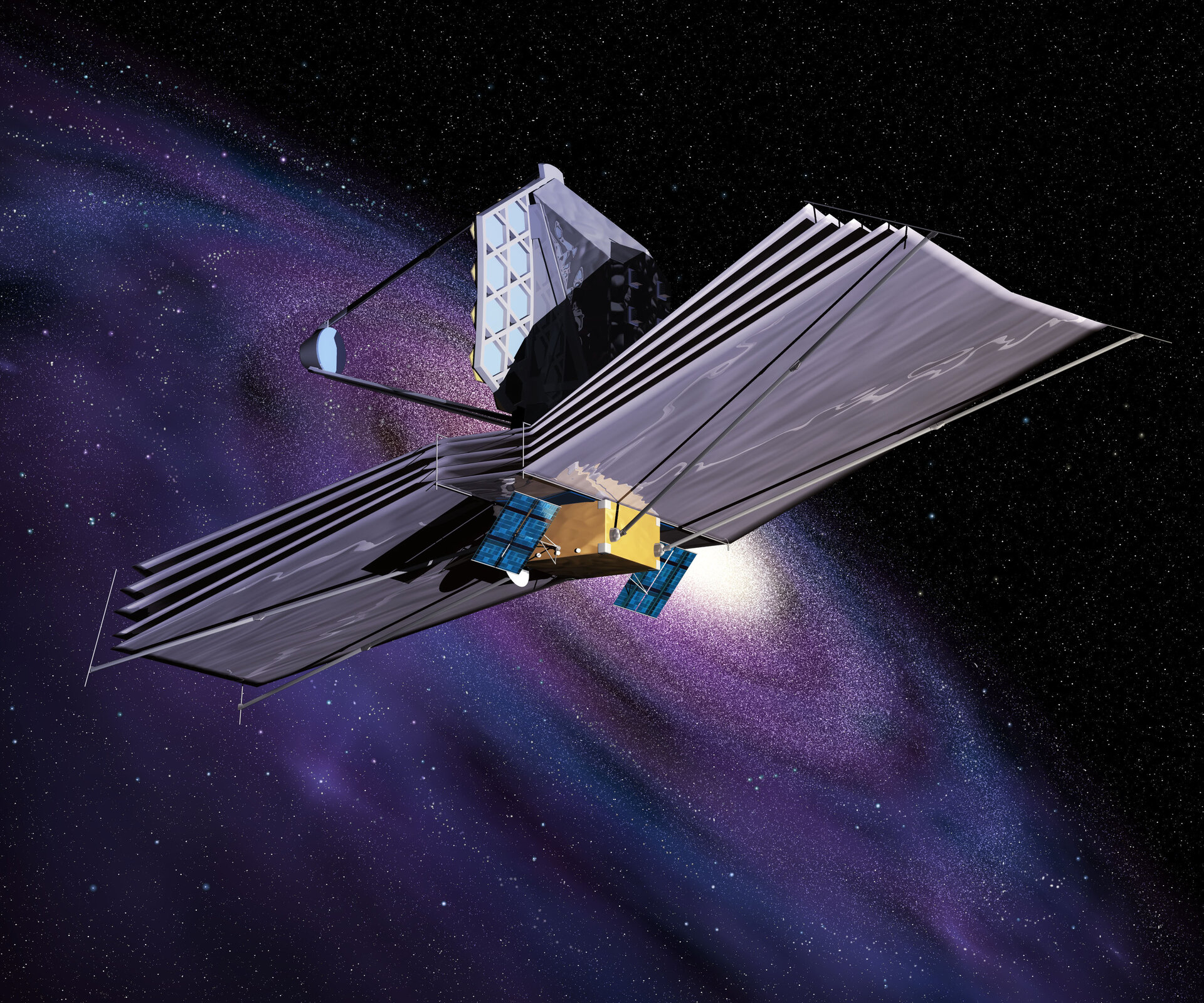 Künstlerische Darstellung des JWST