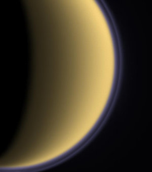 Purple haze around Titan