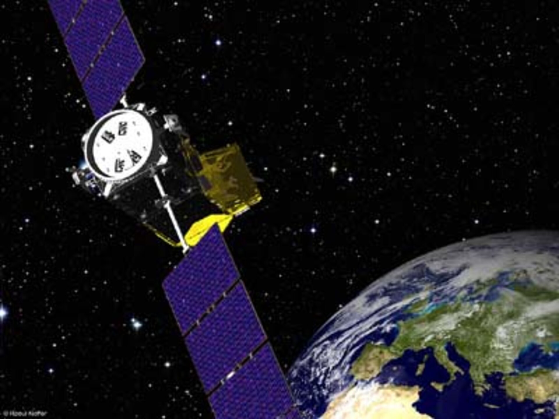 GSTB-V2 satellite over Europe (artist impression)