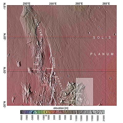 Map showing Claritas Fossae in context