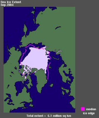 Record summer minimum sea-ice in Arctic - Sept 2004
