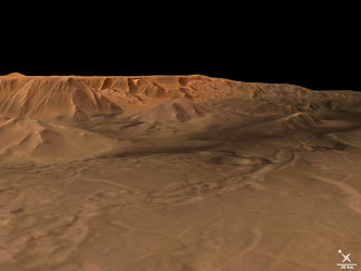 Tithonium Chasma in perspective, looking north-east