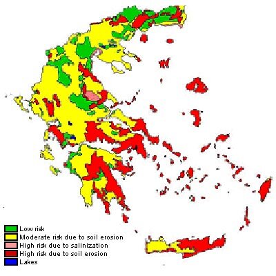 Desertification risk map of Greece