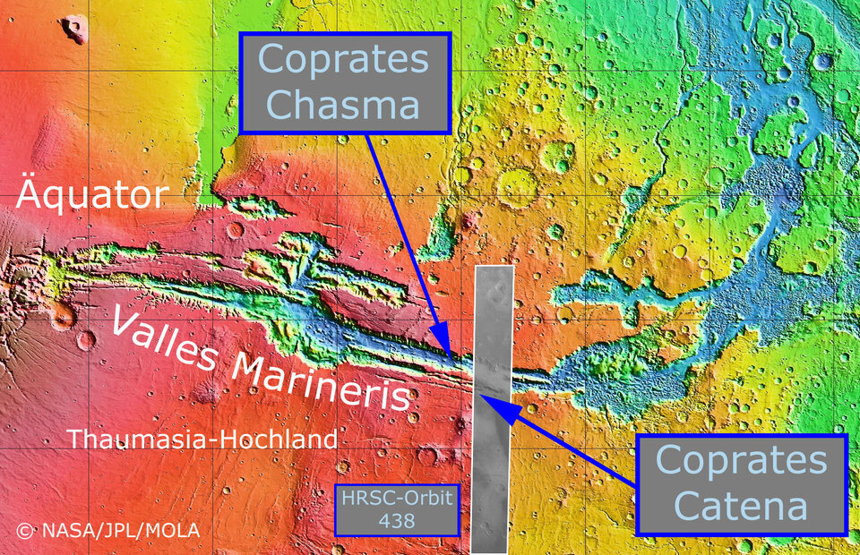 Map showing Coprates Catena in context