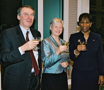 A toast to mark the signing of the agreement by the three partners