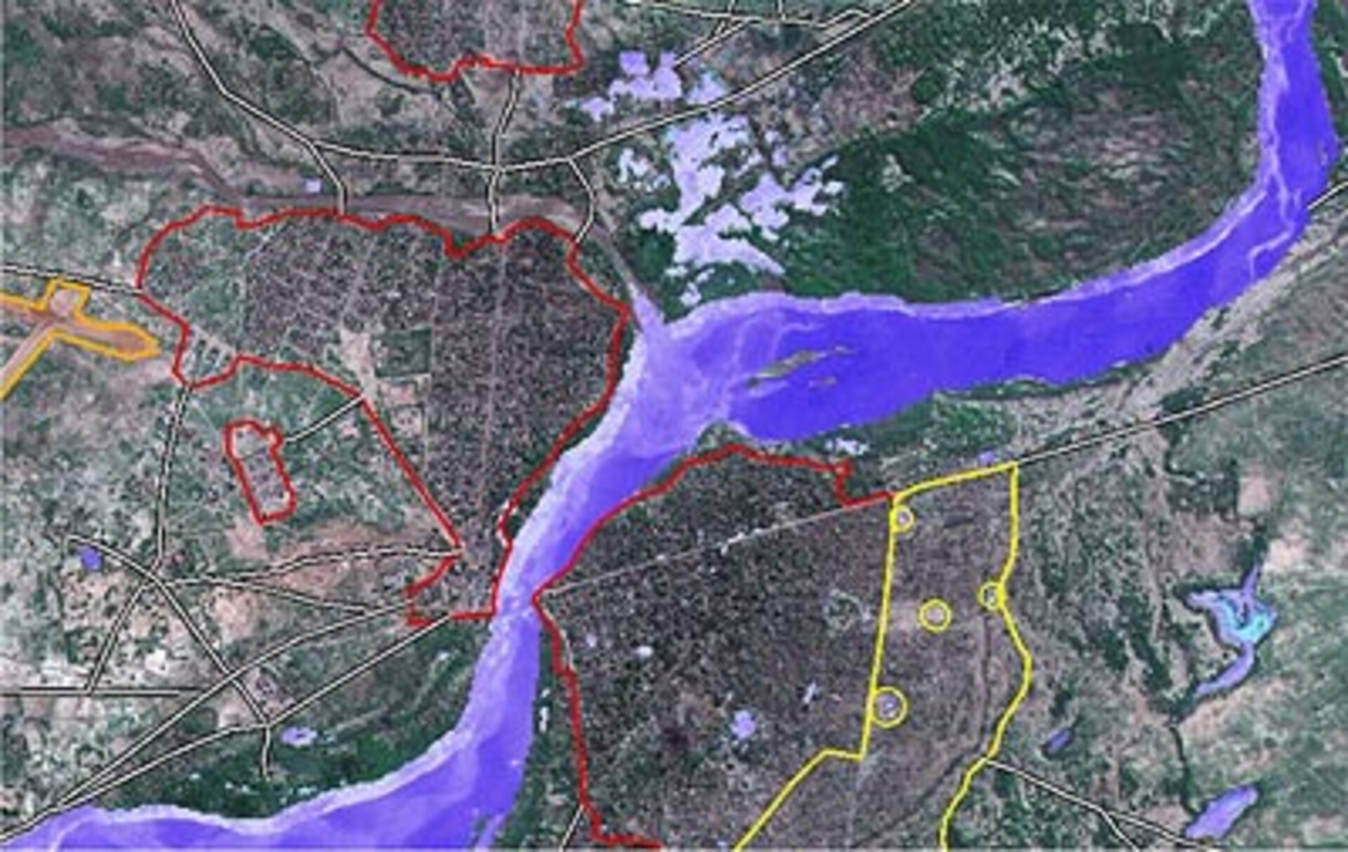 Map of Al Junaynah area in Darfur region