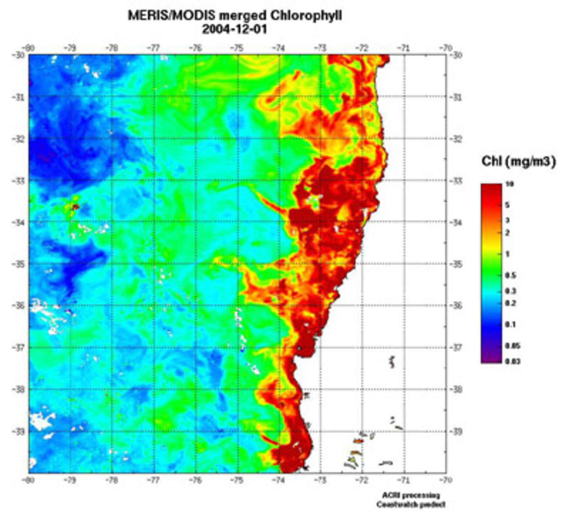 Upwelling zone off Chile