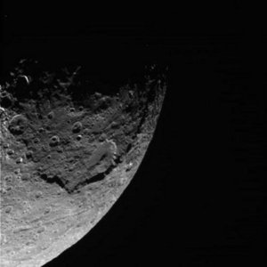 Close-up view Iapetus during the New Year fly-by