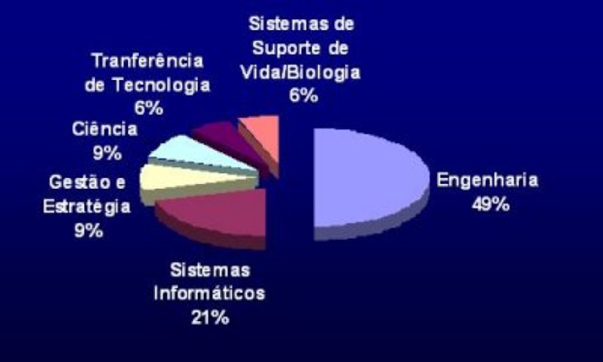 Distribuição dos trainnes por áreas (2004)