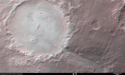 3D image of Crater Holden and Uzboi Vallis