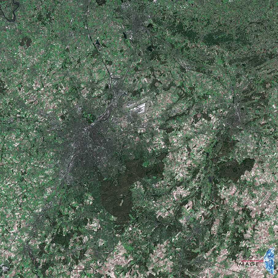 Brussel, vanuit de ruimte gezien door de aardobservatiesatelliet SPOT 5