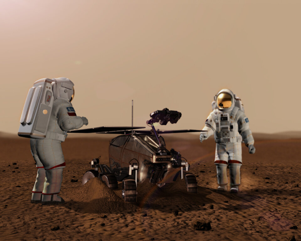 Misschien bezoeken astronauten ooit Europa's Marswagentje ExoMars, dat in 2013 gelanceerd wordt om te zoeken naar leven op Mars
