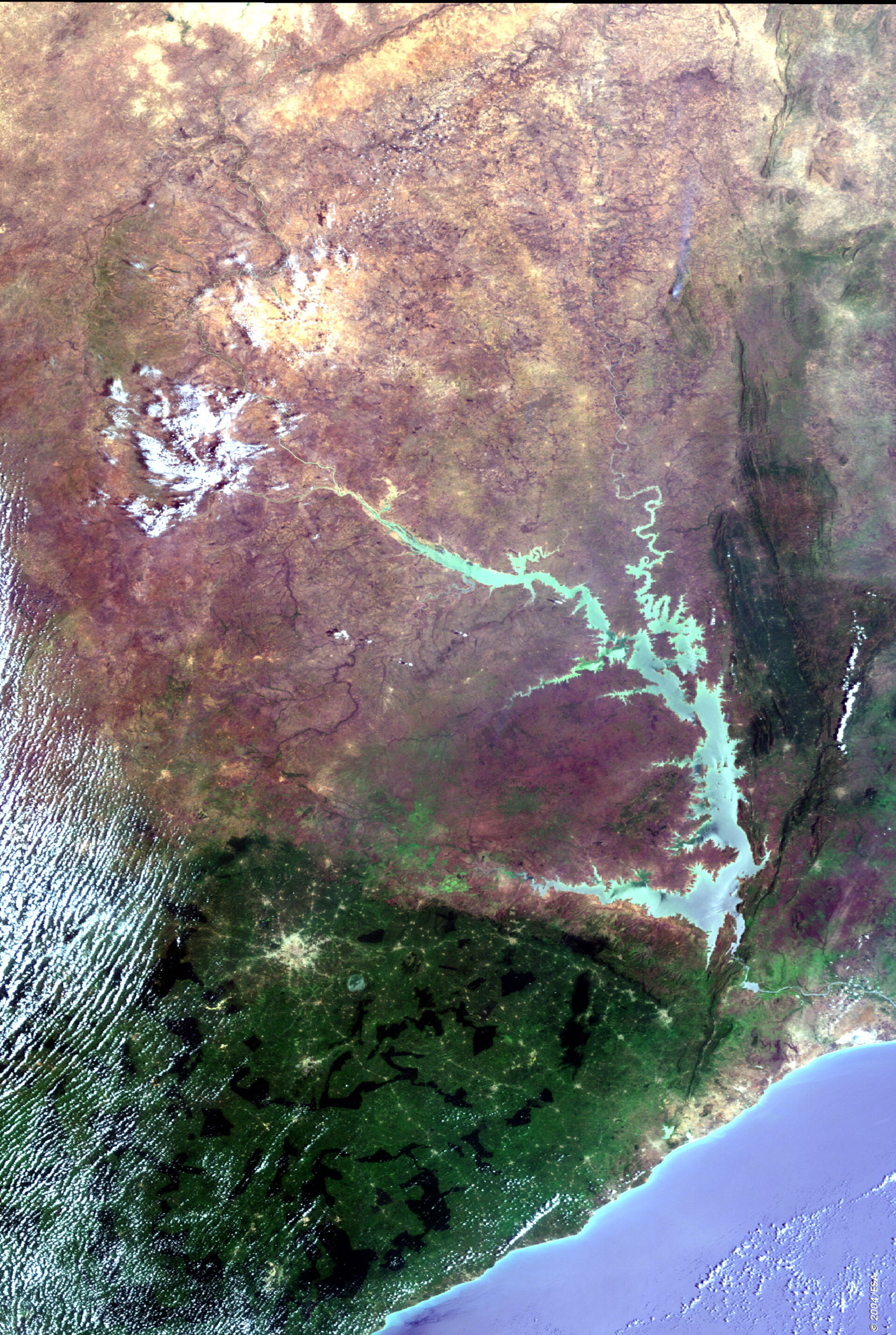 Lake Volta, Ghana, as seen from Envisat's MERIS