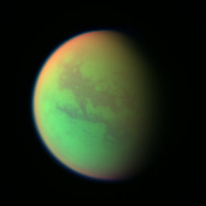 Cassini's view of Titan in  false colour