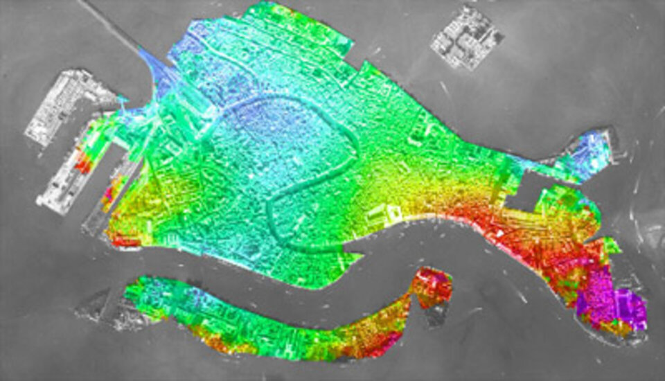 Das DGM zeigt die Veränderungen an den Rändern von Venedig