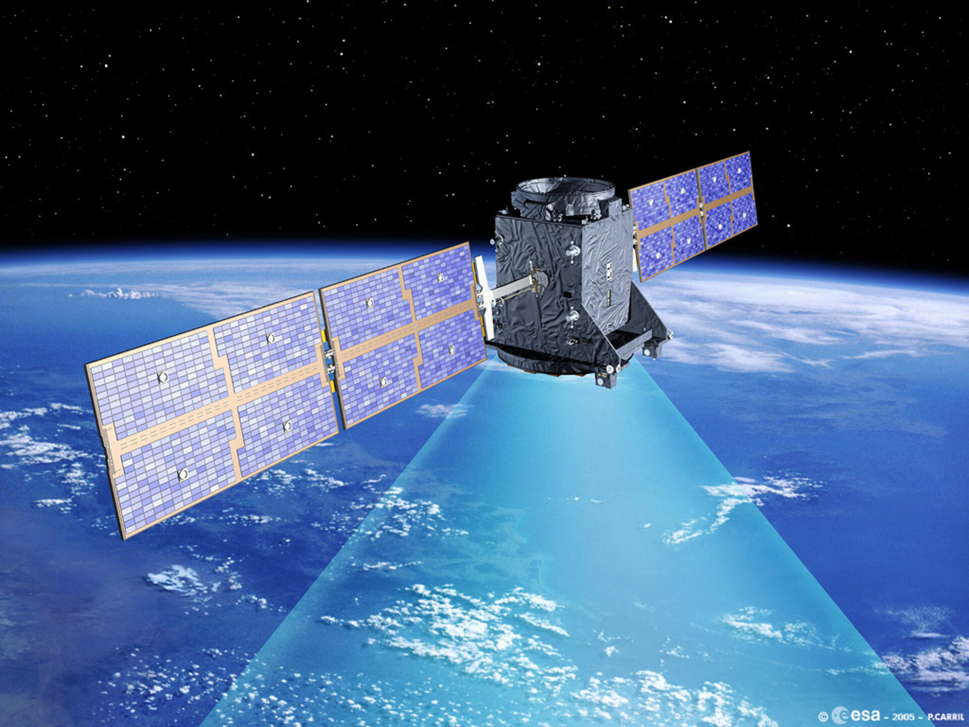 Signaler fra satellitter (her europæiske GSTB) gør det muligt at bestemme sin egen position på jorden nøjagtigt.