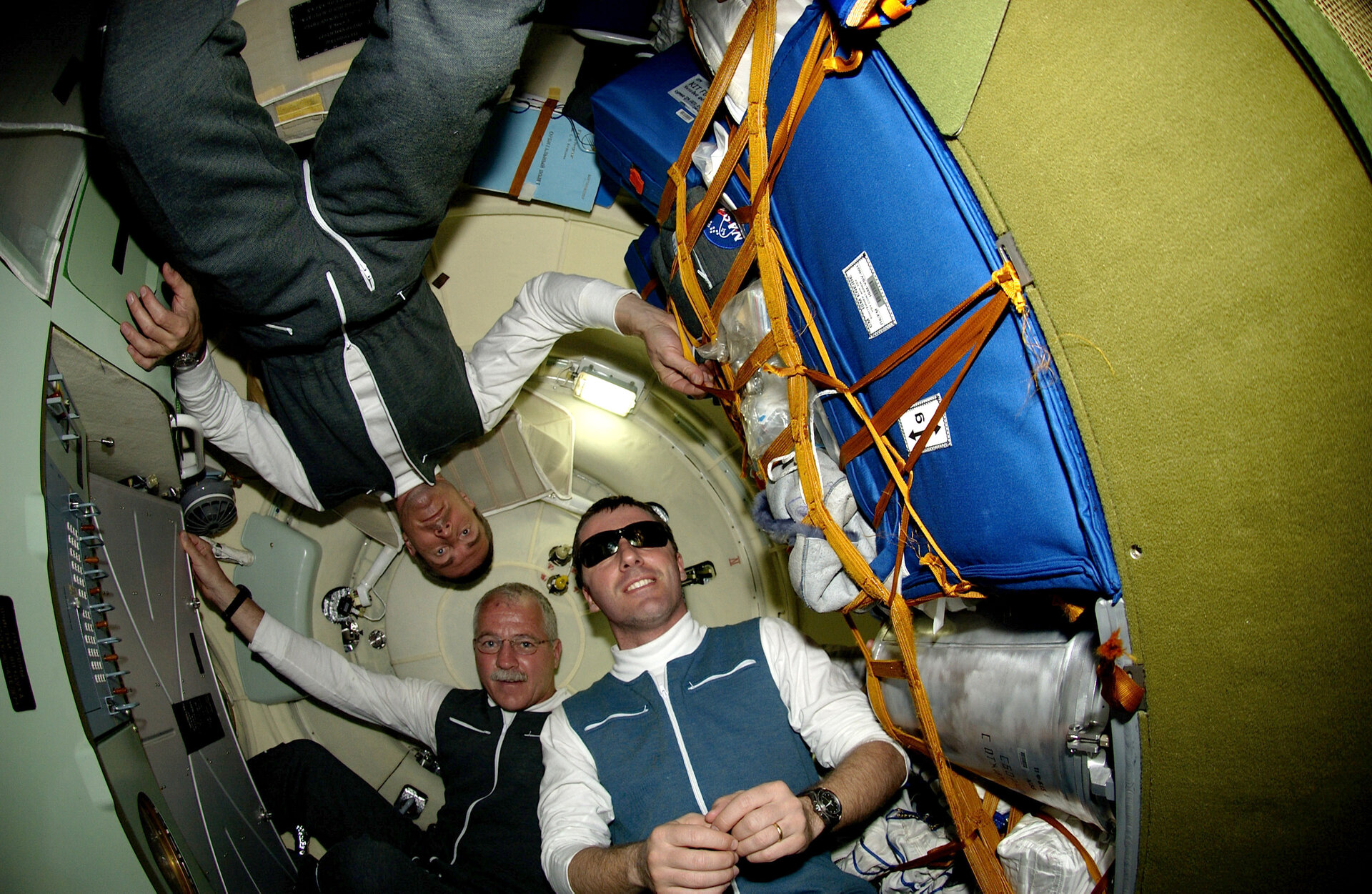 Limited space inside the Soyuz TMA-6 capsule