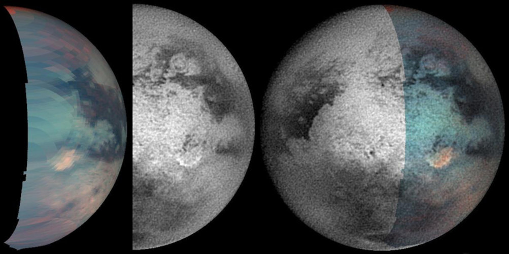 Titan's odd spot observed by different instruments