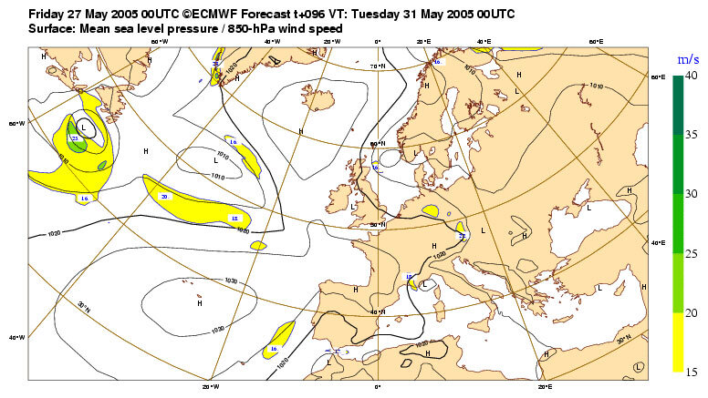 ECMWF four-day forecast for the signature date