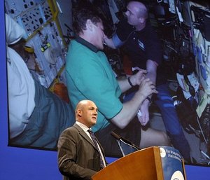 ESA astronaut André Kuipers during his speech at the BioVisionaries Closing Plenary Session