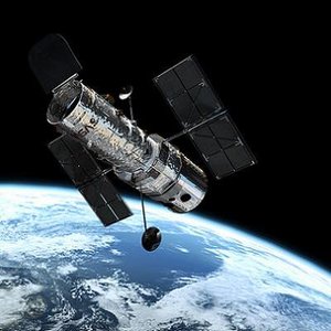 Hubble space telescope in orbit