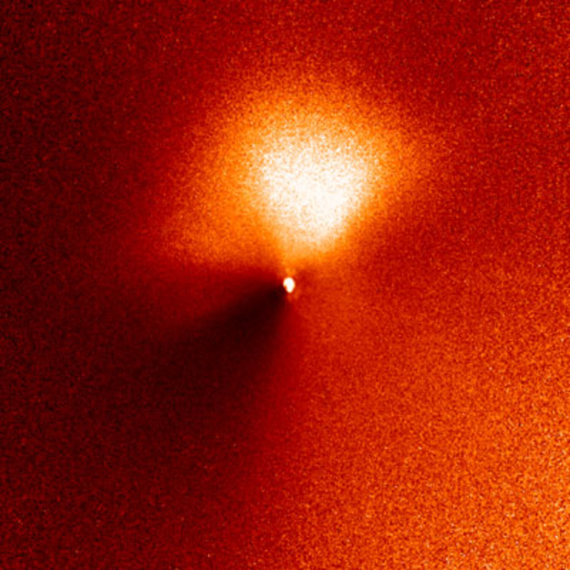 Een uitbarsting op de komeet 9P/Tempel 1, gefotografeerd door de NASA-ESA Hubble Space Telescope