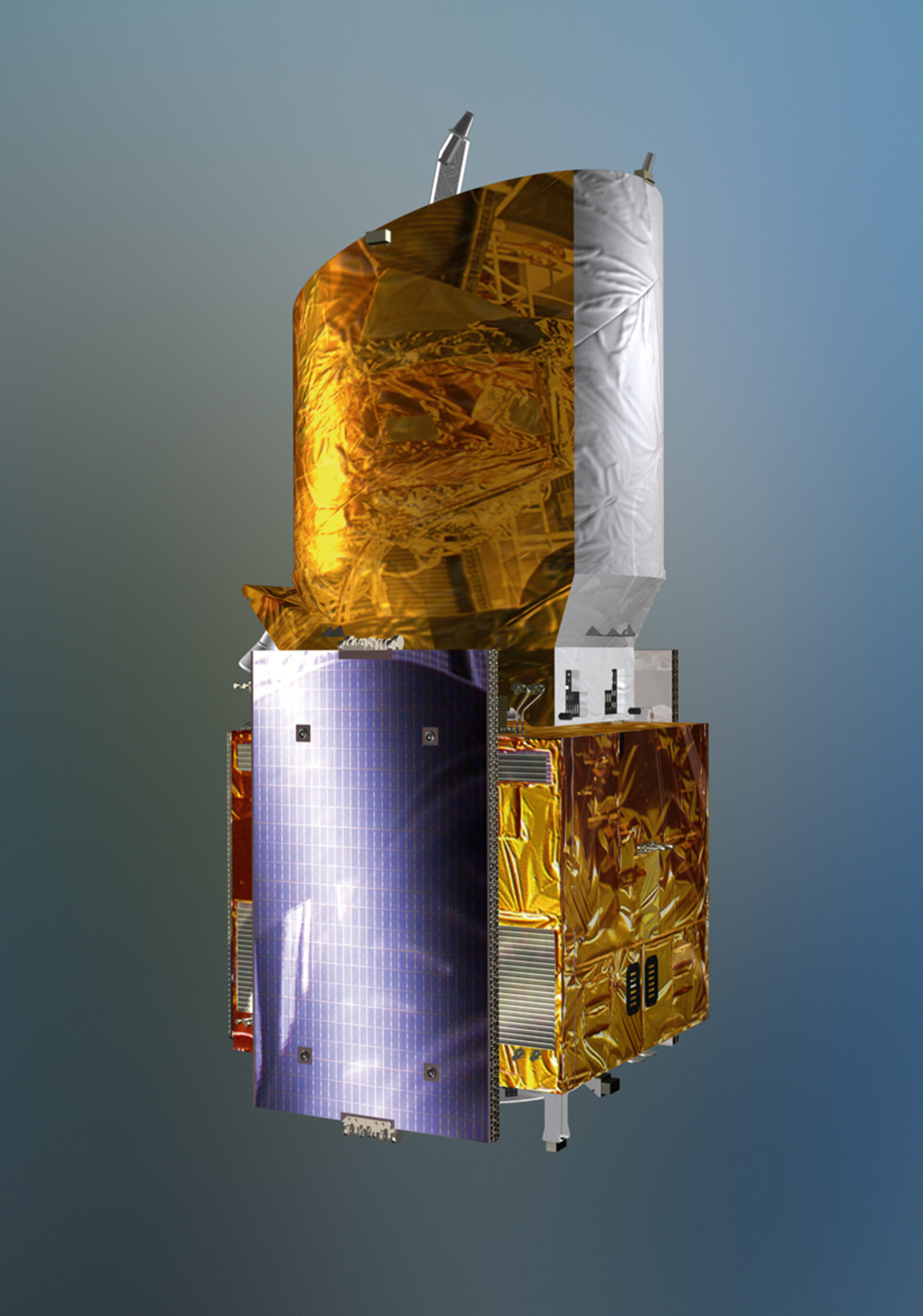 The Aeolus satellite in launch configuration