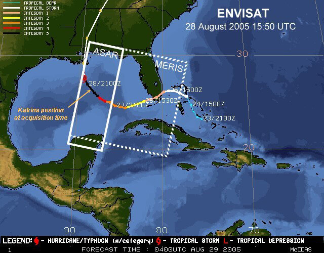 Mappa delle acquisizioni del satellite Envisat