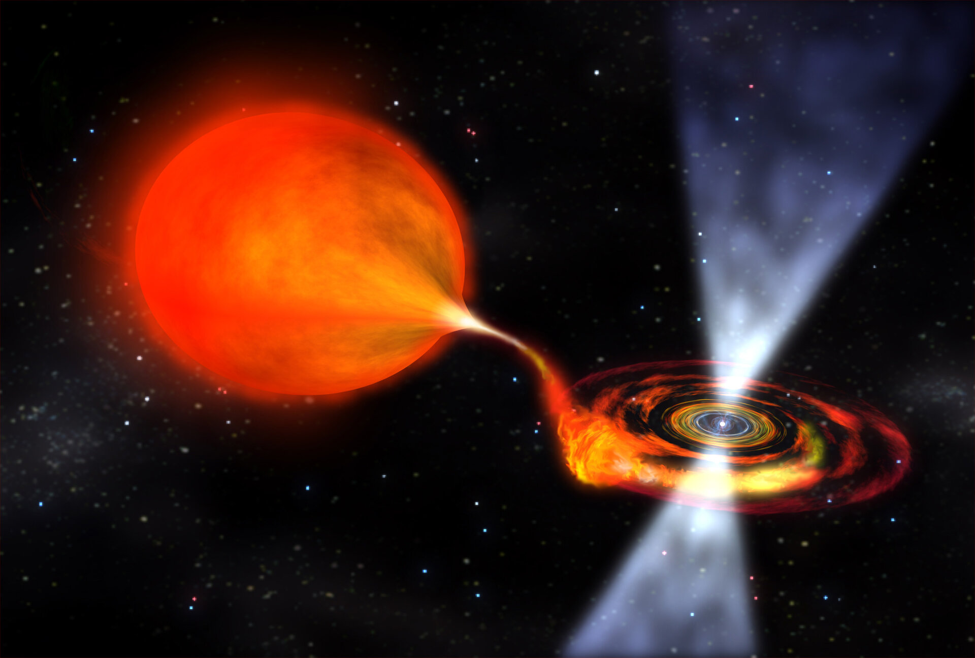 Artist's impression of a pulsar 'eating' a companion star