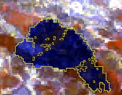 Burned-area perimeter detected in MERIS image