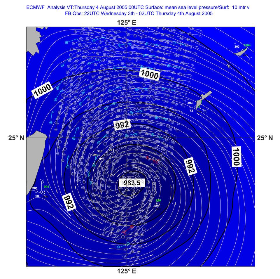 ECMWF analysis of Typhoon Matsa