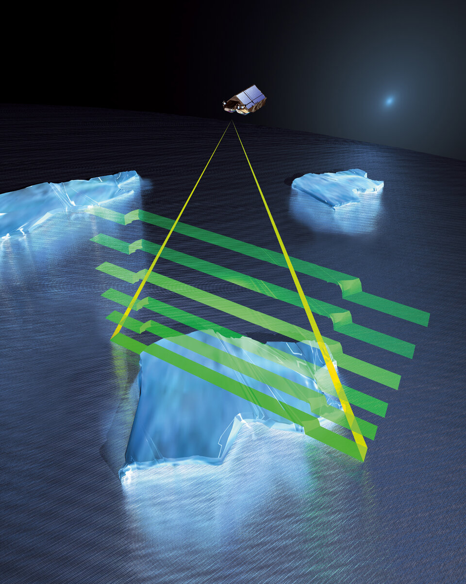 CryoSat midiendo el hielo libre de los océanos