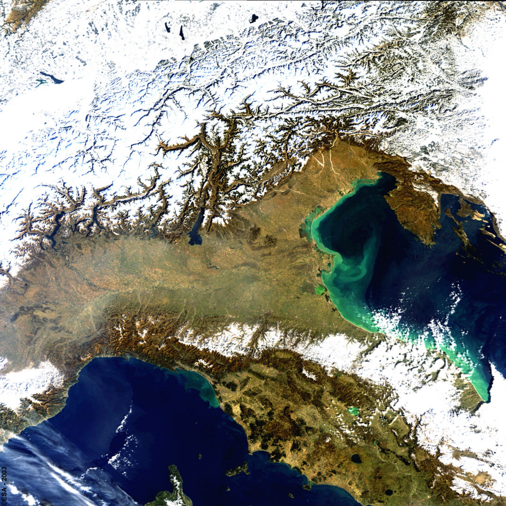 Alps and Northern Italy as seen by Envisat