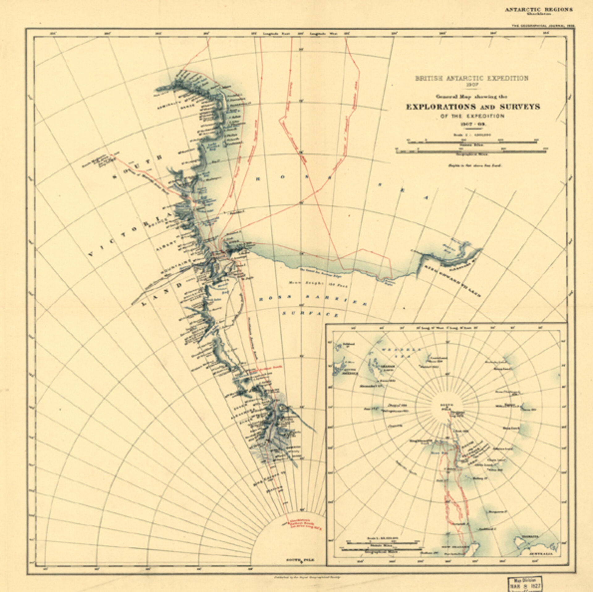 Map from 1907-9 Antarctic exploration