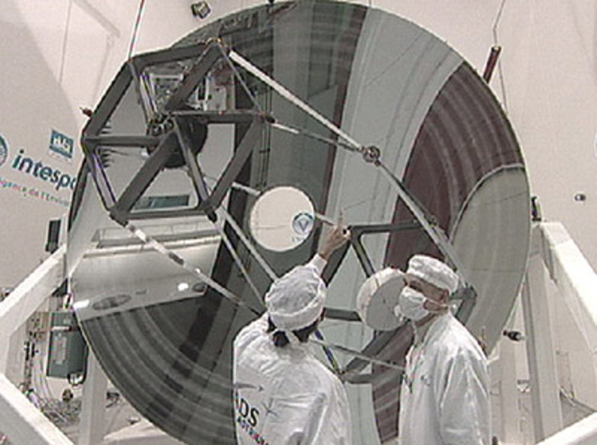 The Herschel telescope with its 3.5m  diameter primary mirror being tested at the Intespace facility in Toulouse