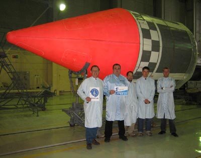 The launch team in front of the rocket