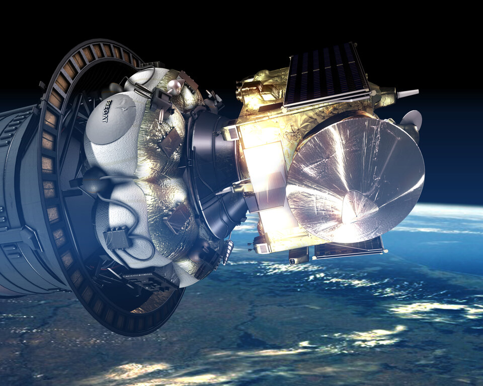 Artist's impression of Venus Express mounted on Fregat