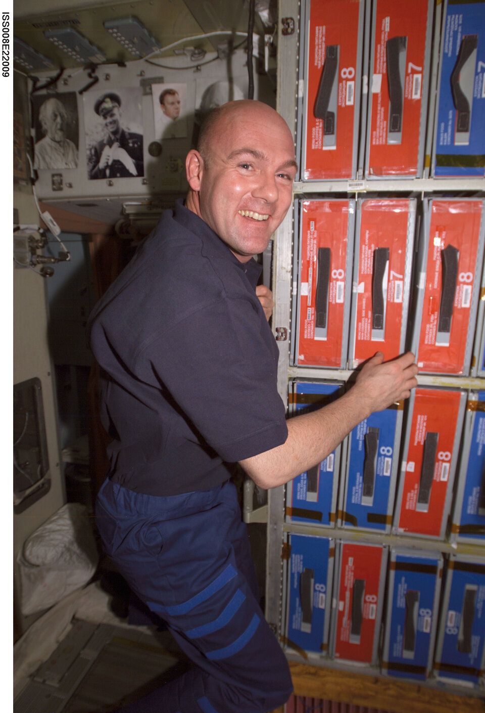 Dutch ESA Astronaut André Kuipers in the ISS larder