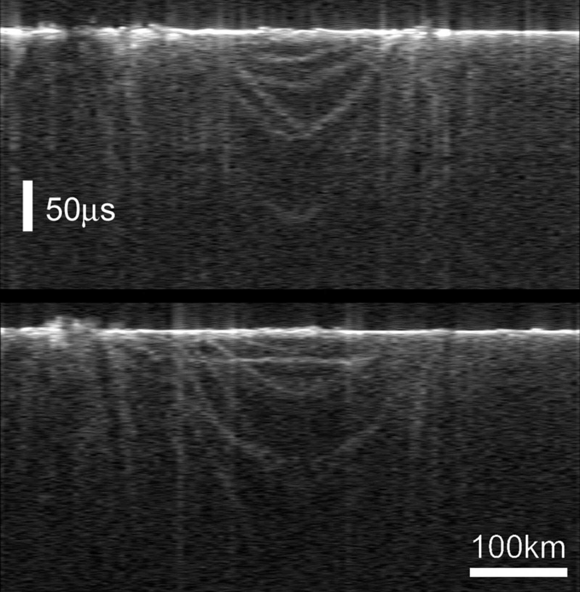 MARSIS 'radargrams' of buried basin on Mars