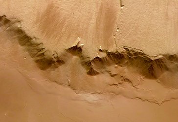 Colour view of eastern scarp of Olympus Mons