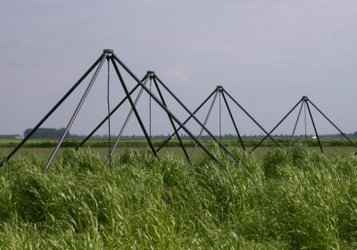 LOFAR-antenner på marken. Fotot är taget den 24 maj 2004 av Sven