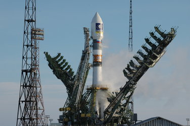 Soyuz on the launch pad ready for lift off