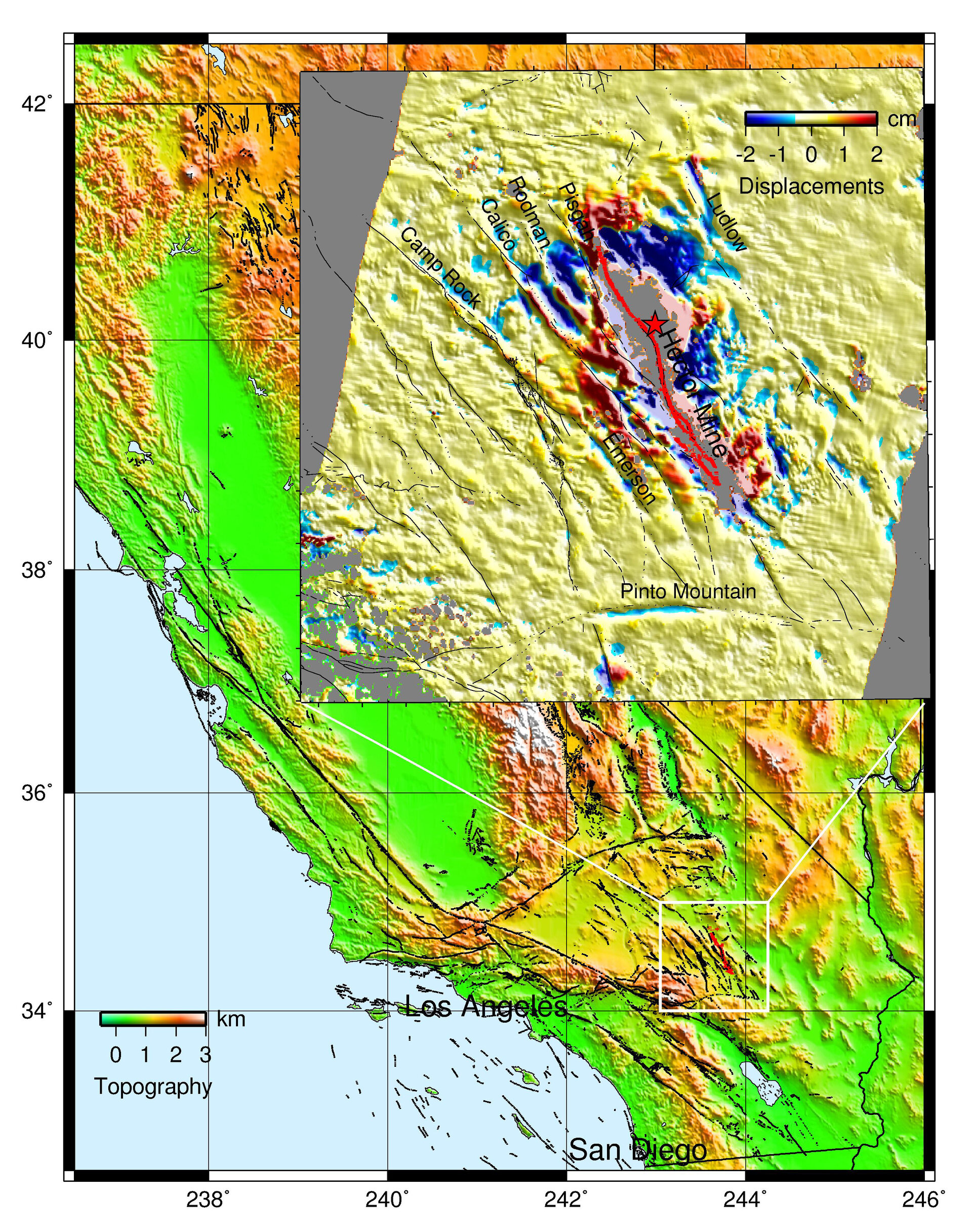 1999 Hector Mine quake fault zones deformation