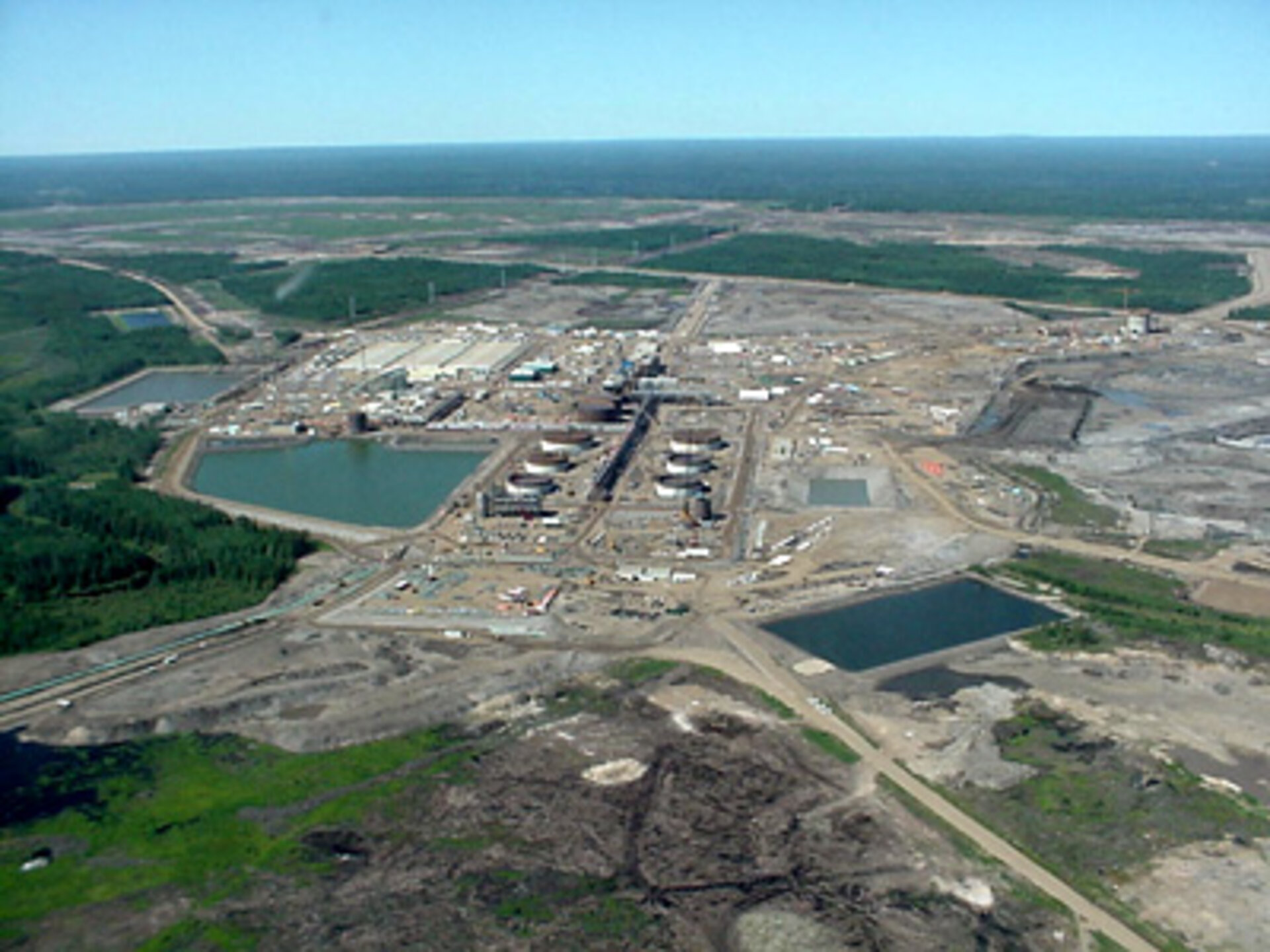 Aerial view of oil sands site