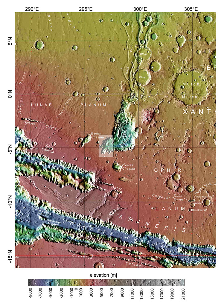 Map showing Juventae Chasma in context