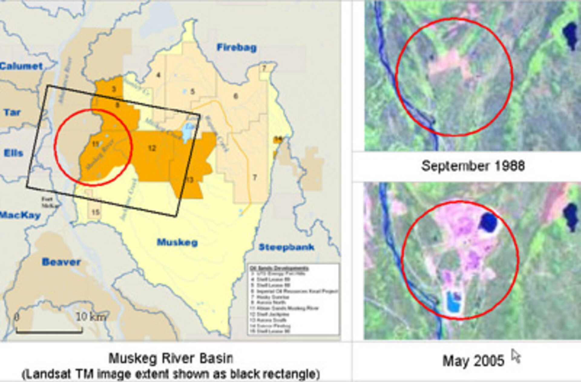 Satellite observations of the Muskeg River Basin